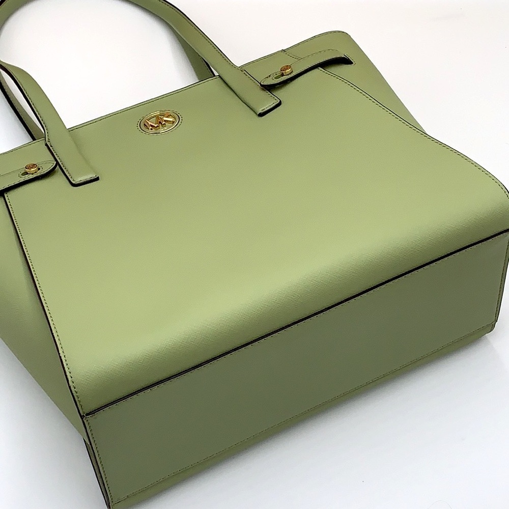 MICHAEL KORS CARMEN LARGE NORTH SOUTH TOTE LIGHT SAGE COLOR - Picture 4 of 15